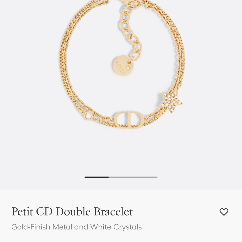 Dior Gold Double Chain Bracelet with Crystals